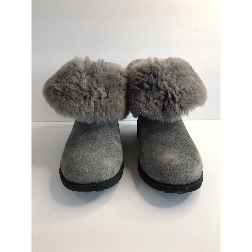 Women's ugg bodie charcoal grey faux fur lined buckle water proof boot‎ size 6